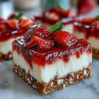 Sweet and salty strawberry pretzel salad bars, a layered dessert delight.